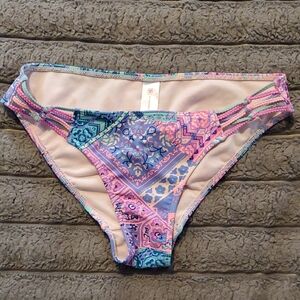 No Boundaries Blue and Pink Bikini Bottom